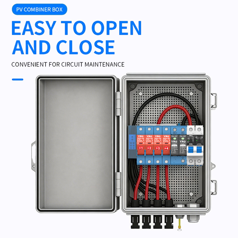 ¿Cuántas cadenas fotovoltaicas se pueden conectar a una caja de distribución ABS de 500 VCC de 4 en 1 con salida?