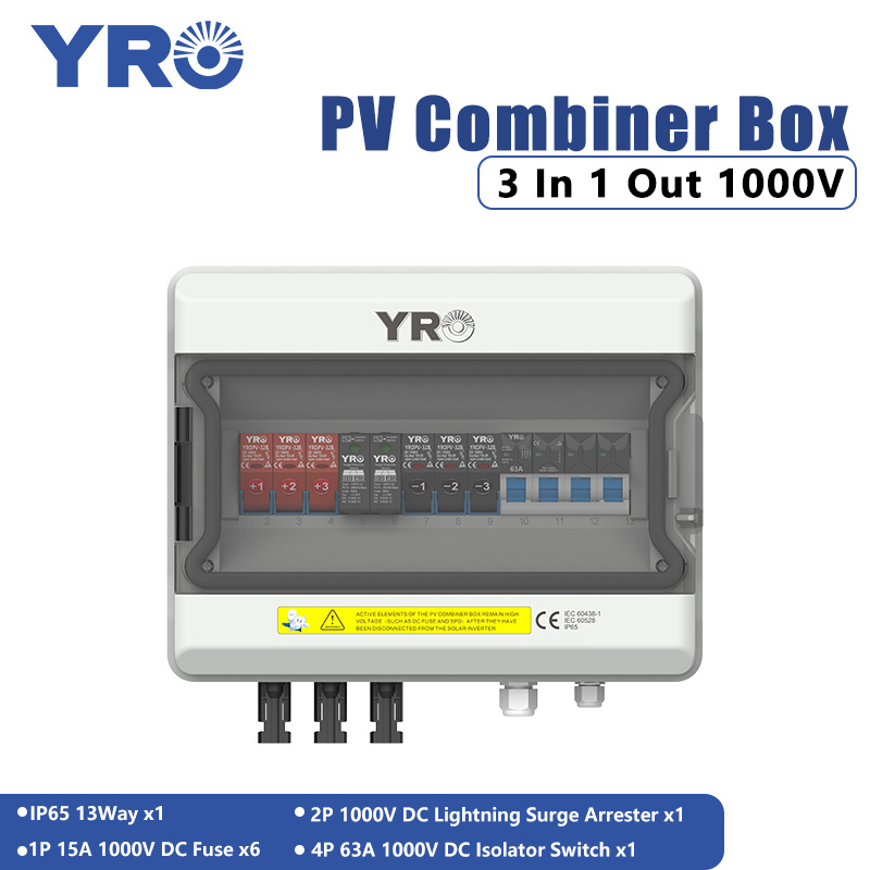 Caja de distribución solar 3 en 1 de salida 1000 V CC