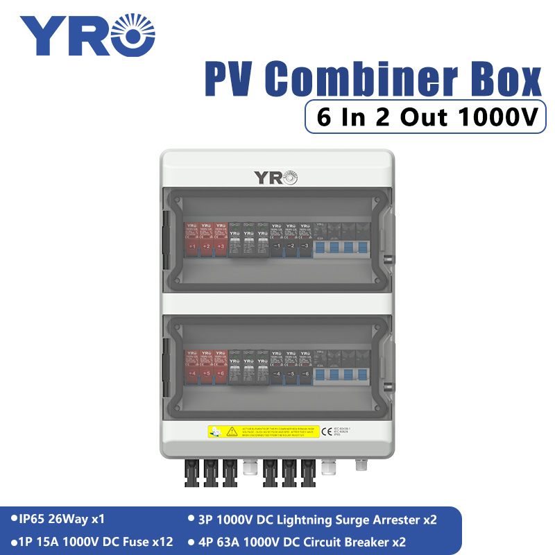 Caja de distribución solar de 6 entradas y 2 salidas de 1000 V CC